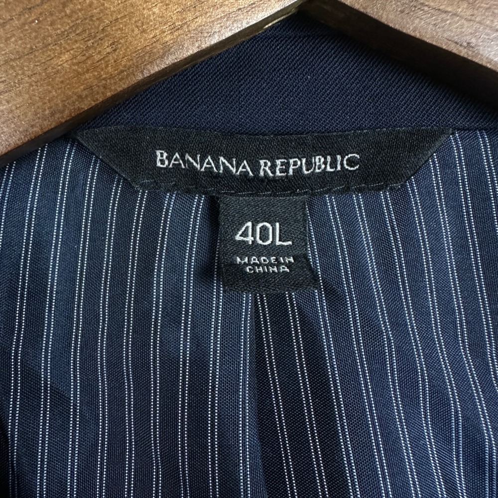 Banana Republic Mens 40L Slim Fit Blue Super 120s Marzotto Wool Blazer Jacket - Picture 10 of 10